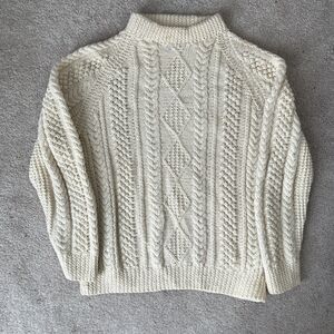 Standun Fisherman Sweater Adult Medium Wool Ireland Cable Ivory Chunky Handknit